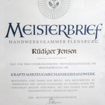 Meisterbrief Rüdiger Jensen