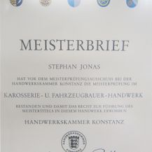 Meisterbrief Stephan Jonas